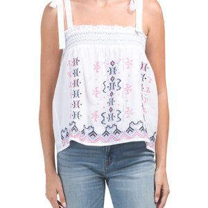 Brand new with tags - JENNIFER AND GRACE - Embroidered Top With Tie Straps - L